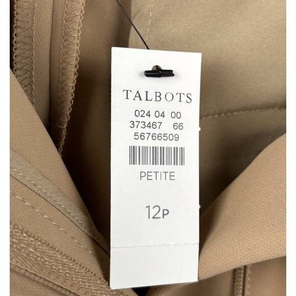 NWT TALBOTS Weston Pant Women’s Size 12P High Waist Wide Leg Full Length Tan - Picture 6 of 6